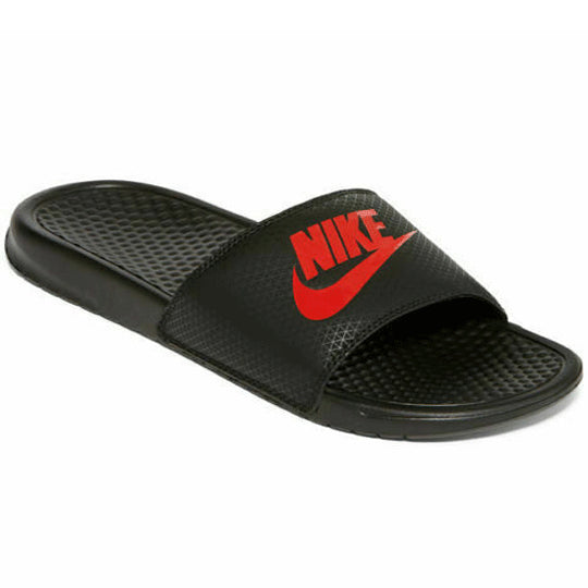 nike slides black and red